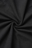 ブラック セクシー カジュアル ソリッド 包帯 バックレス スパゲッティ ストラップ レギュラー ジャンプスーツ