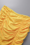 Желтый сексуальный повседневный однотонный с открытой спиной складной ремешок без рукавов из двух частей