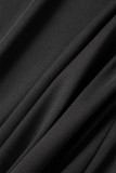 Robe longue noire sexy décontractée à bretelles fines et dos nu