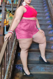 Pink Sexy Solid Patchwork Plus Size 