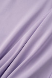 Фиолетовый сексуальный повседневный однотонный комбинезон с открытой спиной и лямкой на шее
