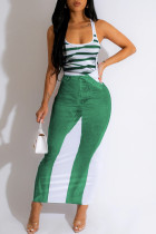 Grün Sexy Casual Print Basic U-Ausschnitt Weste Kleid Kleider