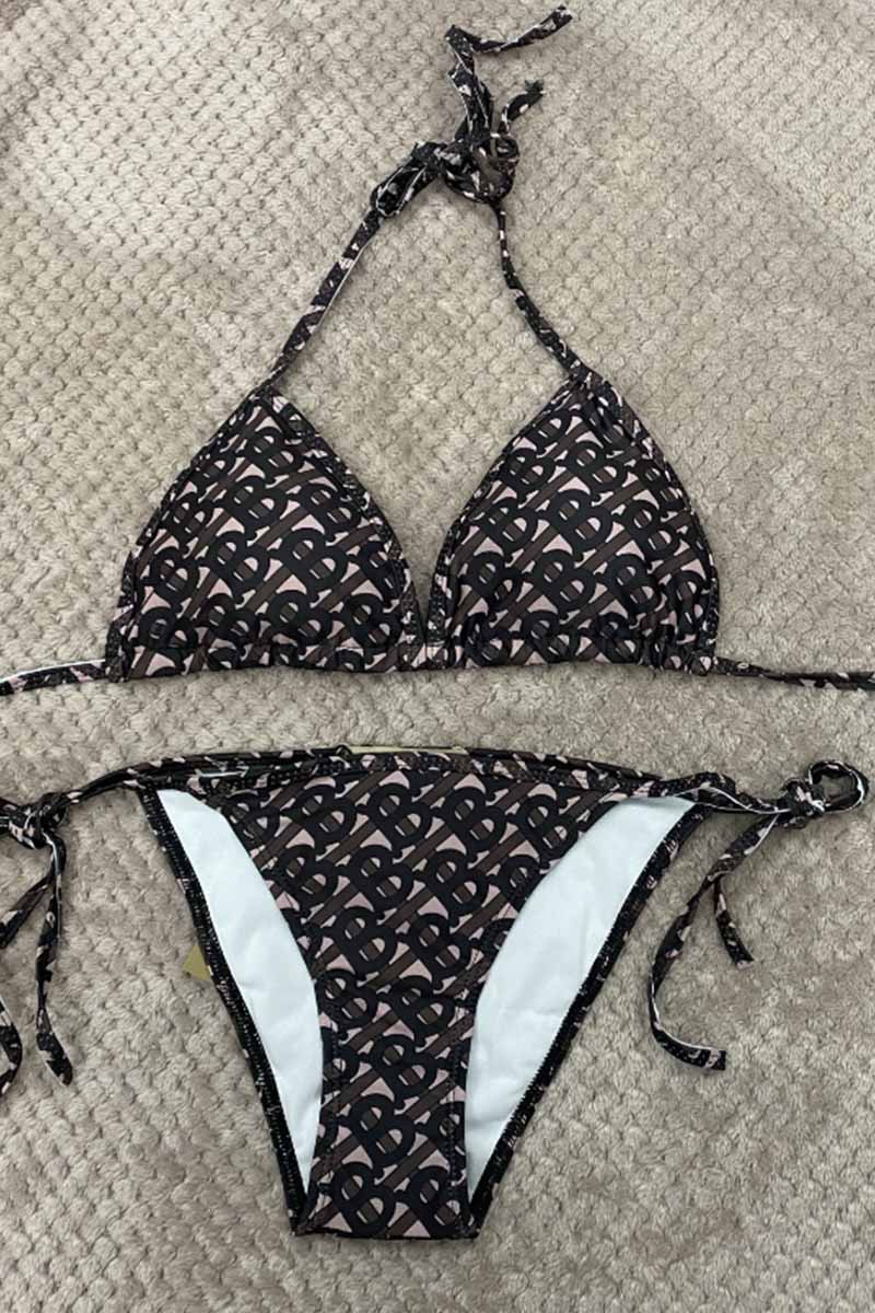 

Black Sexy Letter Patchwork Frenulum Swimwears
