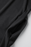 Black Casual Solid Basic Turtleneck Regular Jumpsuits