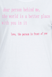 T-shirt con scollo O lettera patchwork stampa semplice casual bianche