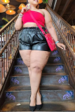 Black Sexy Solid Patchwork Plus Size 