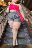 Red Sexy Solid Patchwork Plus Size 