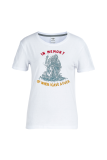 Grijze straat-vintage print schedel patchwork Letter O-hals T-shirts