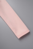 Pink Casual Elegant Solid Patchwork O-Ausschnitt A-Linie Kleider