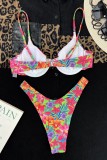 Multicolor Sexy Print Backless Swimwears (With Paddings)