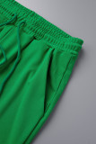 Grön Casual Solid urholkad långärmad två delar