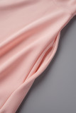 Vestidos roxos casuais elegantes sólidos patchwork com decote em bico