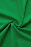 Verde casual sólido vazado manga longa duas peças