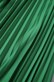 Grüner, lässiger, fester Patchwork-O-Ausschnitt mit langen Ärmeln, zweiteilig