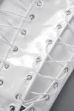 Witte sexy stevige bandage uitgeholde patchwork asymmetrische tops