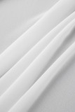 Белые сексуальные однотонные лоскутные пуговицы с прозрачным отложным воротником и длинным рукавом из двух частей (без нижнего белья)