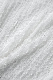 Branco Sexy Casual Sólido Sem Costas Gola Oblíqua Vestidos Vestidos Irregulares