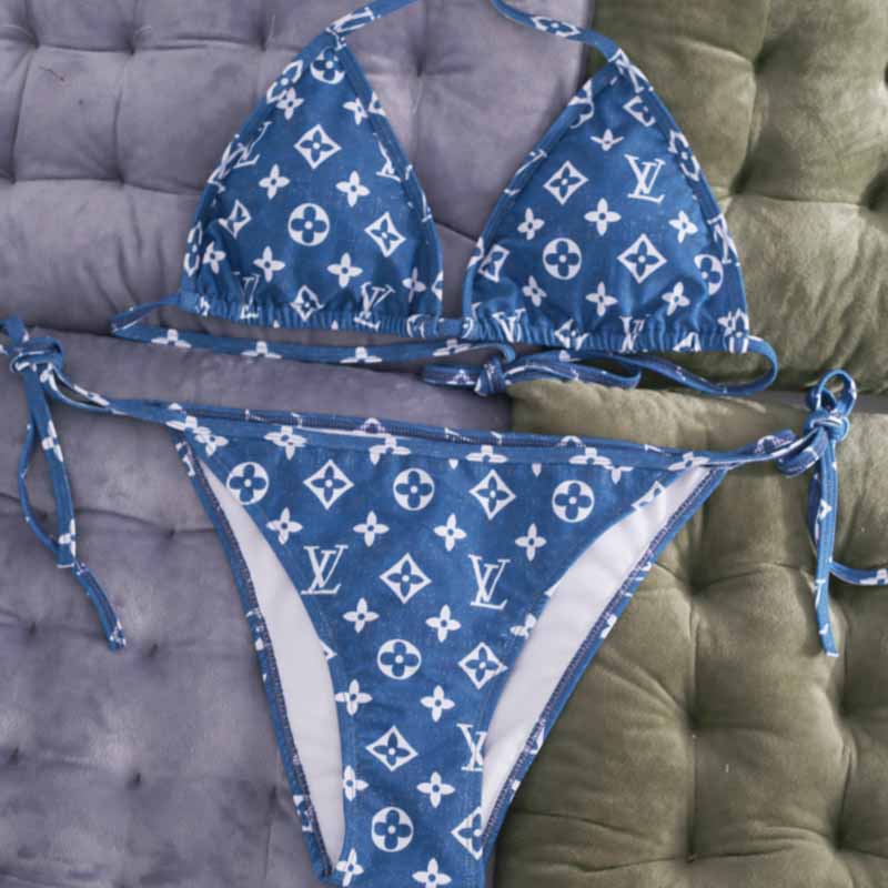 

Blue Sexy Letter Bandage Swimwears