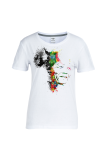 Witte casual T-shirts met dagelijkse print en patchwork met ronde hals