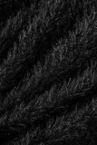 黒のセクシーなストリートソリッドタッセルパッチワークメタルアクセサリー装飾レギュラーローウエストペンシルソリッドカラーボトムス
