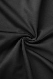 Robes décontractées en patchwork à pois imprimés noirs demi-col roulé une ligne