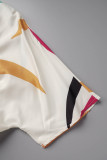 Melkachtige casual print patchwork jumpsuits met V-hals