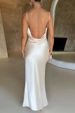 Green Sexy Solid Backless Slit Spaghetti Strap Long Dress Dresses