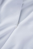 Blanco casual sólido sin espalda con lazo cuello cuadrado chaleco vestido Vestidos