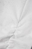 Белый Однотонный Пэчворк Повседневная спортивная одежда С круглым вырезом Без рукавов Из двух частей