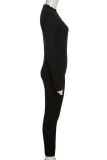 Vita Casual Solid Patchwork Basic Skinny Jumpsuits med turtleneck
