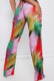 Multicolor sexy estampado casual vendaje sin espalda halter sin mangas dos piezas