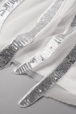 Witte sexy patchwork pailletten doorzichtige rugloze strapless mouwloze jurkjurken