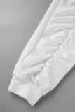 Roupa esportiva branca casual patchwork sólida dobrada no pescoço sem mangas duas peças