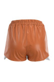 Оранжевые сексуальные однотонные однотонные шорты с высокой талией в стиле пэчворк