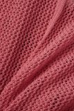 Rosa Lässige Sportbekleidung Einfachheit Einfarbig Kontrast POLO-Kragen Kurzarm Zweiteiler