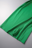 Combinaisons bandage solide simplicité sexy évidé couleur unie col asymétrique vert
