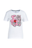 Red Daily Cute Print Patchwork O Neck T-Shirts