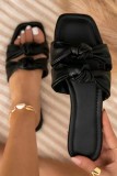 Zwarte casual patchwork effen kleur vierkante comfortabele schoenen