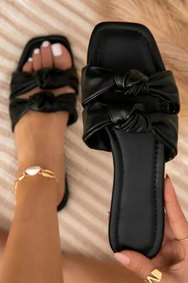 Sapatos confortáveis ​​quadrados pretos casual patchwork cor sólida