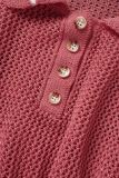 Розовый Повседневная спортивная одежда Простота Однотонный сплошной цвет Контраст Воротник-поло С короткими рукавами Из двух частей
