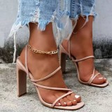 Apricot Casual Patchwork Solid Color Square Out Door Wedges Shoes (Heel Height 3.94in)