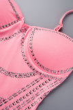 Розовое сексуальное горячее бурение, горячая дрель, платье-слинг на бретелях со спагетти, платья