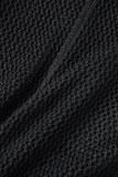 ブラック カジュアル スポーツウェア シンプル 無地 無地 コントラスト POLOカラー 半袖 ツーピース