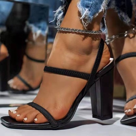 Black Casual Patchwork Solid Color Square Out Door Wedges Shoes (Heel Height 3.94in)