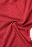 Rote lässige Sportbekleidung, einfarbig, ärmellos, zweiteilig mit V-Ausschnitt
