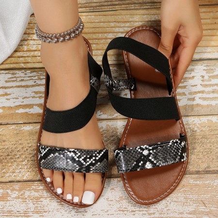 Black Casual Patchwork Printing Round Comfortable Shoes
