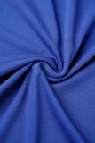 Bleu Sexy Party Simplicité Formelle Solide Patchwork Maille V Cou Robe De Bal Robes