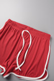 Abbigliamento sportivo casual rosso rosa Solid Basic con scollo a V senza maniche in due pezzi