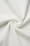 Bianco casual fasciatura solida patchwork O collo manica corta due pezzi