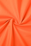 Orange Grande taille Décontracté Vacances Simplicité Couleur unie Bretelle spaghetti Ligne A